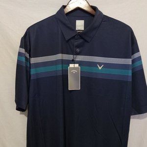 NEW Men's CALLAWAY Opti-Dry golf shirt in dark blue.